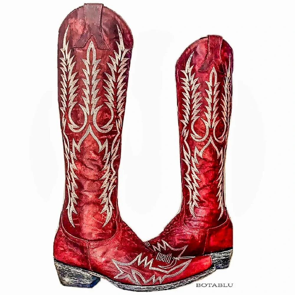 OLD GRINGO Mayra Embroidered Tall Knee High Red Cowgirl Western Boots 8.5 - Picture 1 of 5